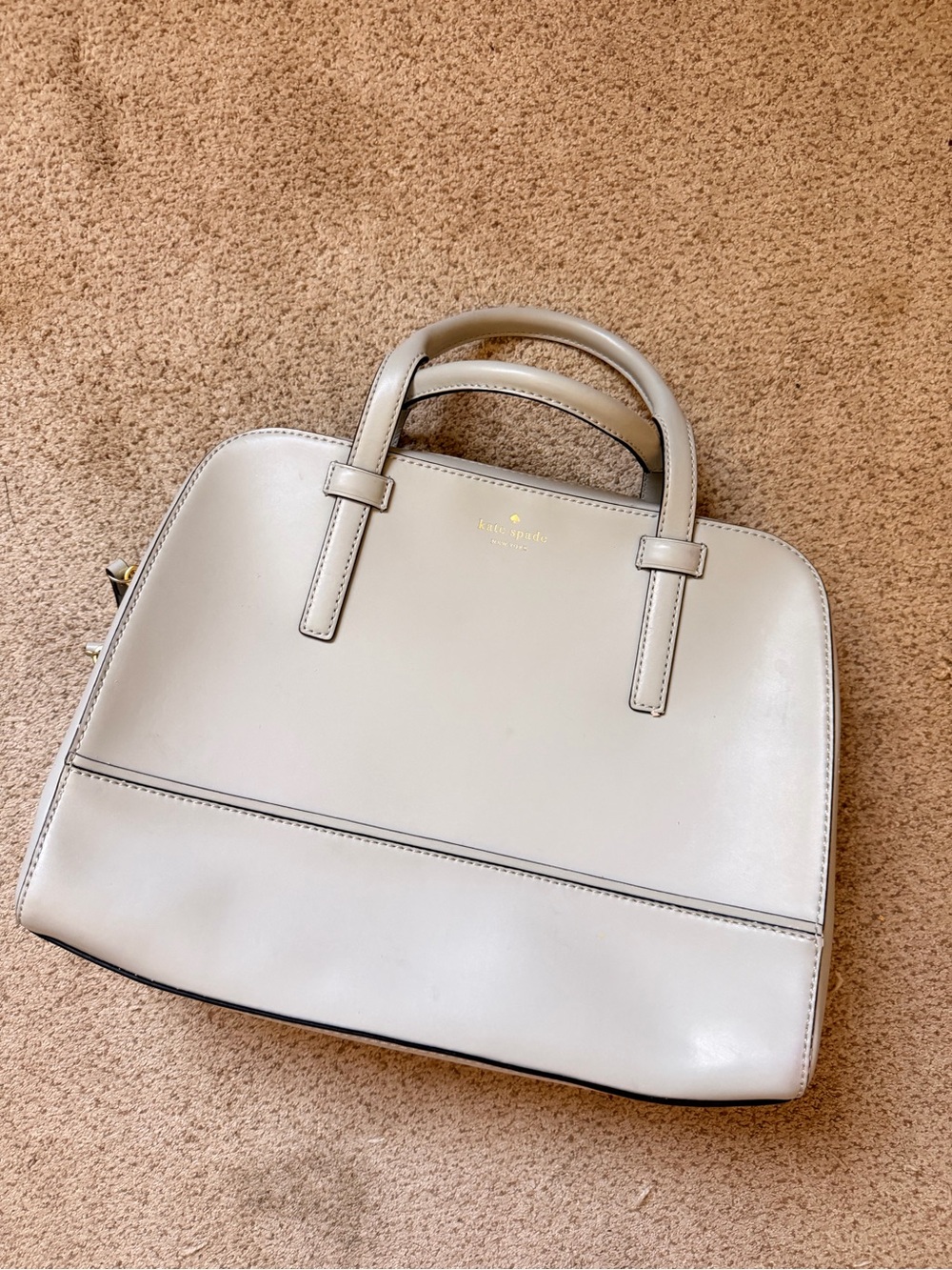 Kate Spade Light Gray Leather Dome Satchel